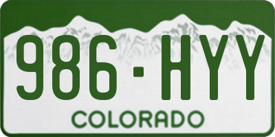 CO license plate 986HYY