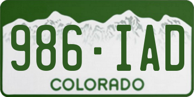CO license plate 986IAD