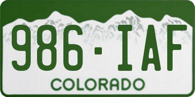 CO license plate 986IAF