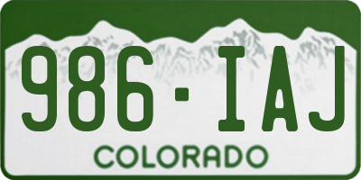 CO license plate 986IAJ