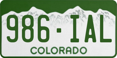 CO license plate 986IAL