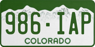 CO license plate 986IAP