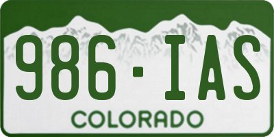 CO license plate 986IAS