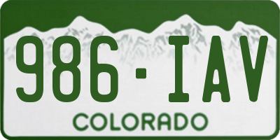 CO license plate 986IAV