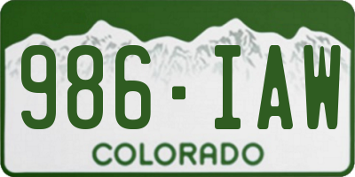 CO license plate 986IAW