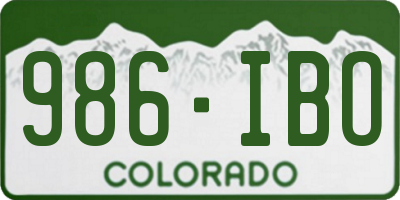 CO license plate 986IBO