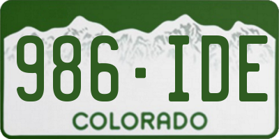 CO license plate 986IDE