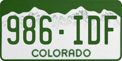 CO license plate 986IDF