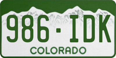 CO license plate 986IDK