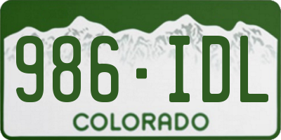 CO license plate 986IDL