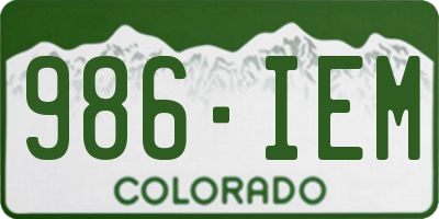 CO license plate 986IEM
