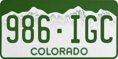 CO license plate 986IGC