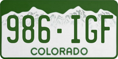 CO license plate 986IGF