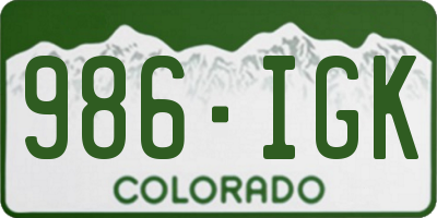 CO license plate 986IGK