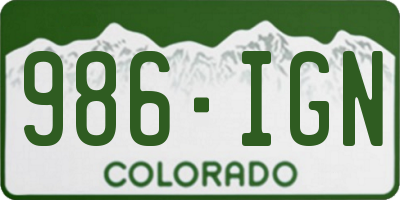 CO license plate 986IGN