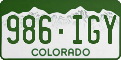 CO license plate 986IGY
