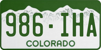 CO license plate 986IHA