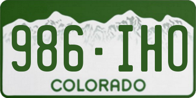 CO license plate 986IHO