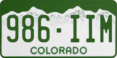 CO license plate 986IIM