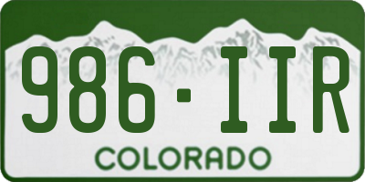CO license plate 986IIR