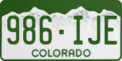 CO license plate 986IJE