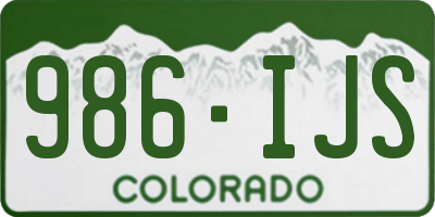 CO license plate 986IJS