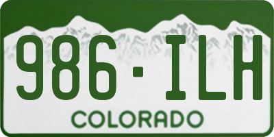 CO license plate 986ILH