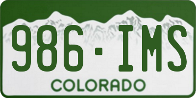 CO license plate 986IMS