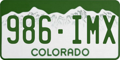 CO license plate 986IMX