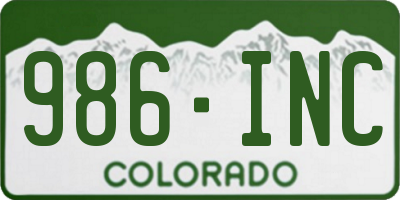 CO license plate 986INC