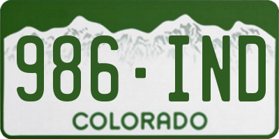 CO license plate 986IND