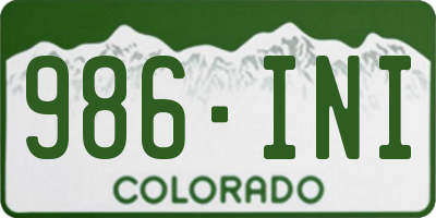 CO license plate 986INI
