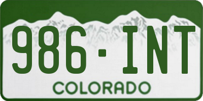 CO license plate 986INT