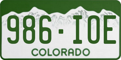 CO license plate 986IOE