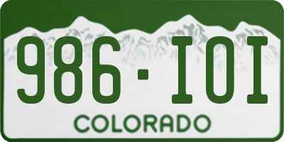 CO license plate 986IOI