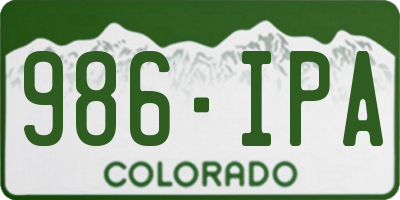 CO license plate 986IPA