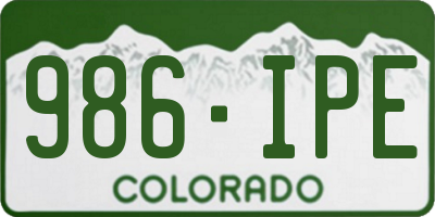 CO license plate 986IPE