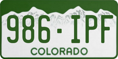 CO license plate 986IPF