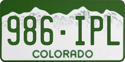 CO license plate 986IPL