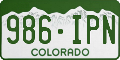 CO license plate 986IPN