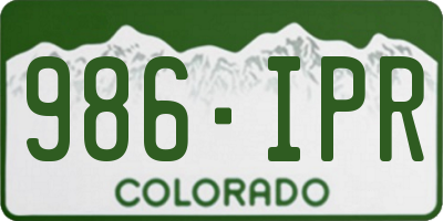 CO license plate 986IPR