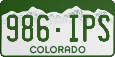 CO license plate 986IPS
