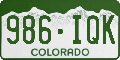 CO license plate 986IQK