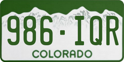 CO license plate 986IQR
