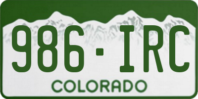 CO license plate 986IRC