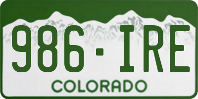 CO license plate 986IRE