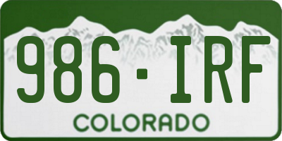 CO license plate 986IRF