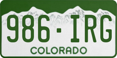 CO license plate 986IRG