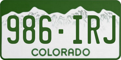 CO license plate 986IRJ