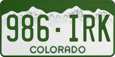 CO license plate 986IRK